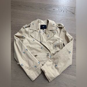 7 For All Mankind Cropped Floral Embroidered Trench Jacket XS